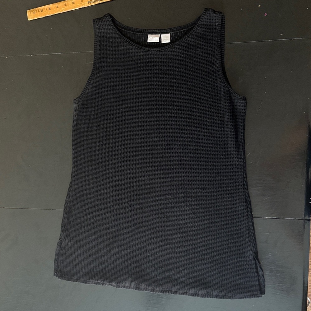 Black Chico Textured Sleeveless Tank